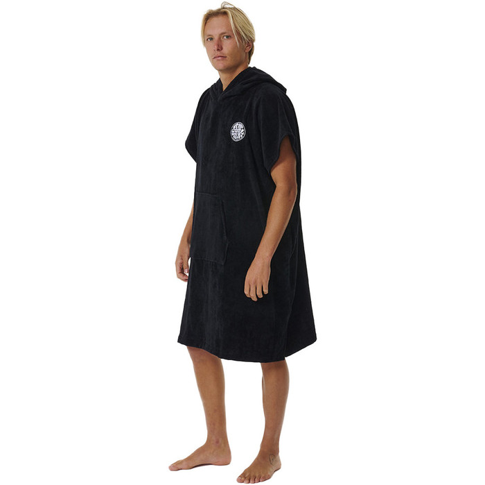 2024 Rip Curl Mens Logo Hooded Towel Changing Robe / Poncho 00GMTO - Black